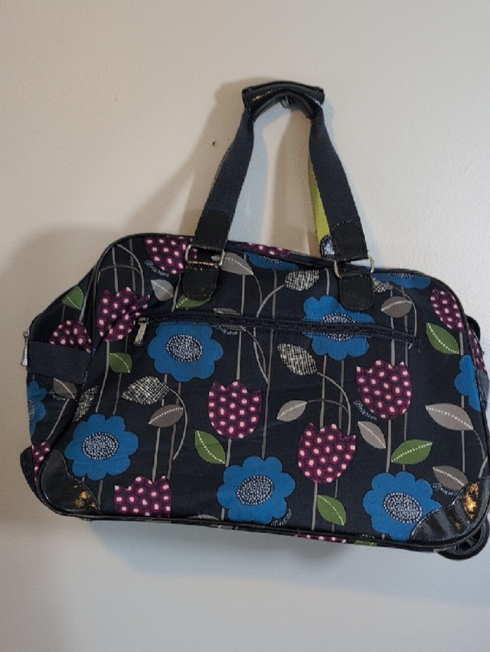 Floral Print Weekend Tote Bag - Black/Blue/Purple - Picture 2 of 8
